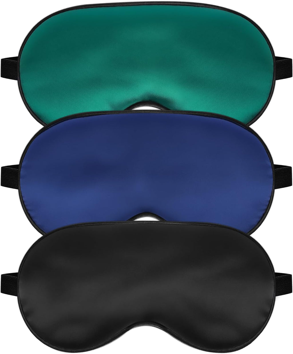 Sleep Mask, Silk Eye Mask for Sleeping with Adjustable Strap, Satin Blackout Sleeping Eye Mask for Men&Women, Comfortable Blindfold Eyeshade for Night Sleep (Black,Blue,Green)