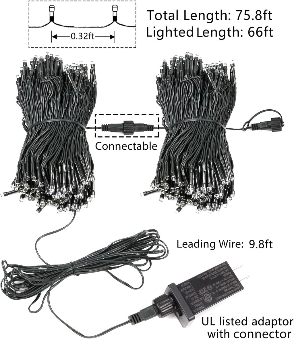 Upgraded 82FT 200 LED Christmas String Lights Outdoor/Indoor (Extendable Green Wire, Ultra-Bright with 8 Modes, UL Certified), Fairy String Lights for Xmas Tree Holiday Party Decoration, Warm White