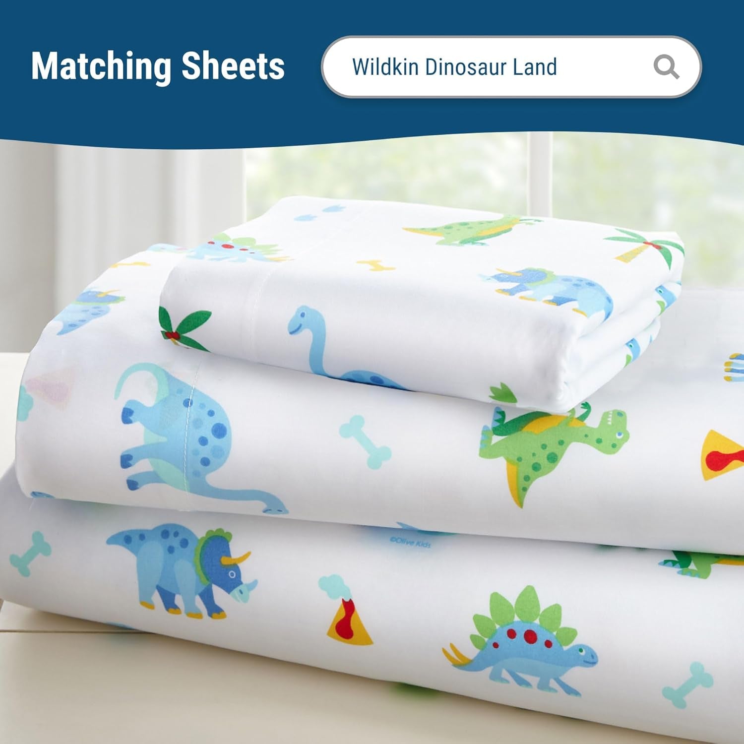 Kids 100% Cotton Toddler Comforter for Boys and Girls, Measures 58 X 42 Inches Comforter for Kids, Includes One Comforter Fits Standard Crib Mattress, Bpa-Free (Dinosaur Land)