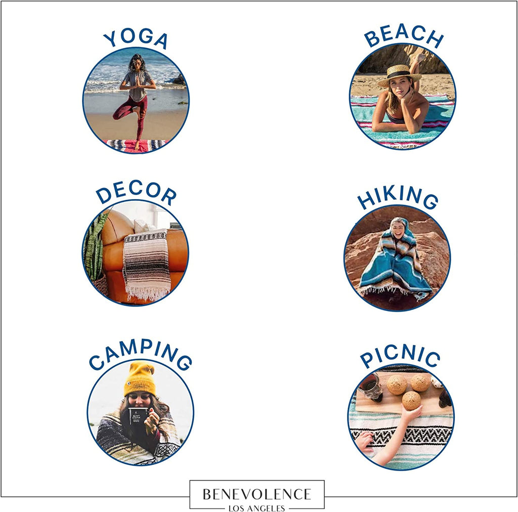 Authentic Handwoven Mexican Blanket | Yoga Blankets, Outdoor, Picnic, Beach, Camping | Equestrian Saddle | Serape 50X70 Inches - Sunshine, Pack of 1