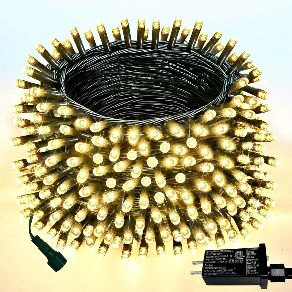 Upgraded 82FT 200 LED Christmas String Lights Outdoor/Indoor (Extendable Green Wire, Ultra-Bright with 8 Modes, UL Certified), Fairy String Lights for Xmas Tree Holiday Party Decoration, Warm White
